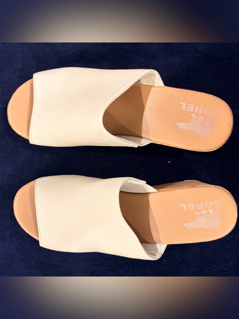 Sorel Cream Leather Slide Mules